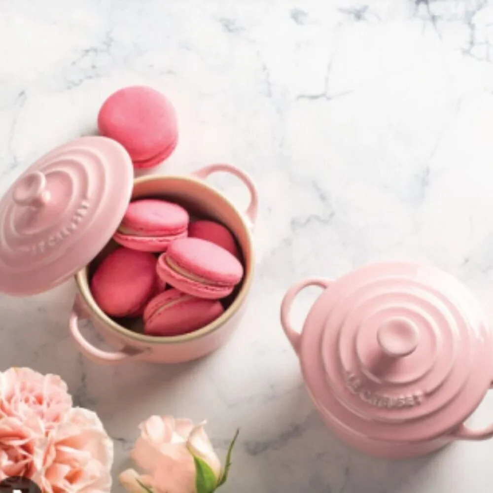 NWT！NEW！Le Creuset Mini Cocotte Petite Casserole Pink Fleurs Floral Stoneware